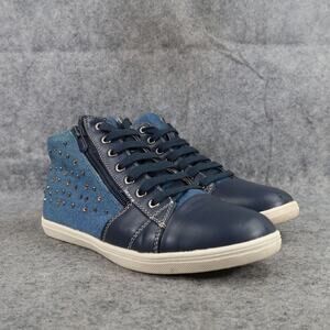 T Taccardi Shoes Kids 35 Sneaker High Top Casual Denim Zip Rhinestone Blue Girls